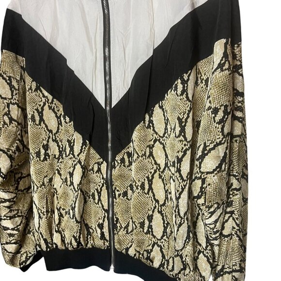 Missguided Womens 6 Zip Up Colorblock Windbreaker Jacket Black White Snake Print - Picture 2 of 4